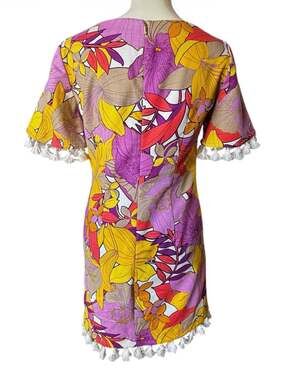 Trina Turk Ranie Floral Tassel Fringe Mini Dress in Purple and Yellow